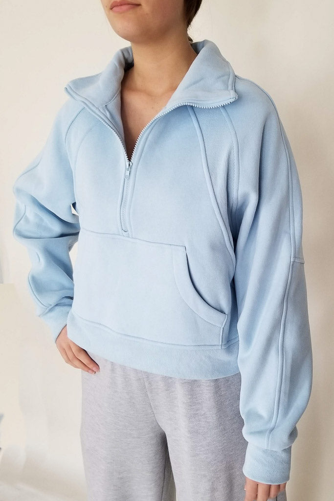 More To Say Cropped Sweatshirt Light Blue