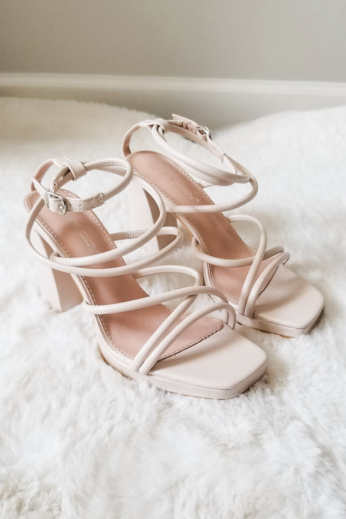 Nude strappy platform heels best sale