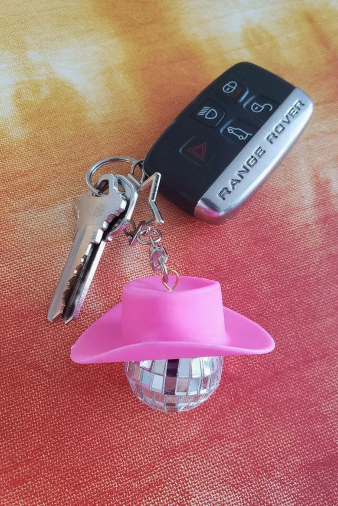 Pink Cowboy Hat Bottle Opener Keychain