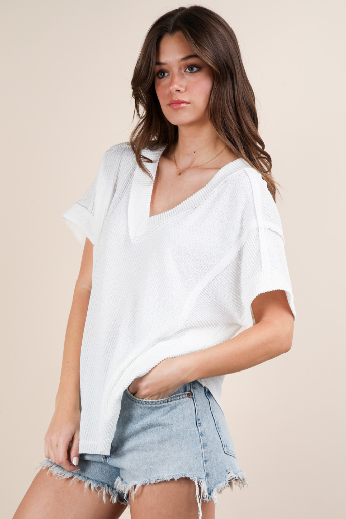 Cherish Me Ribbed Top - Off White