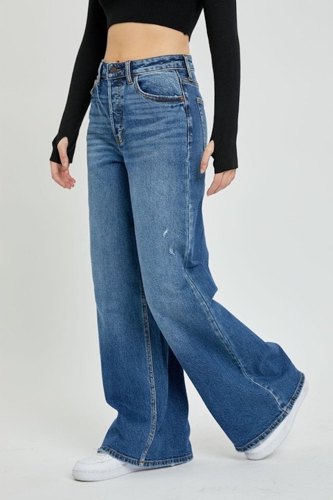 Feeling Bold Wide Legs Jeans - Dark Wash