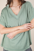 Cherish Me Ribbed Top - Sage