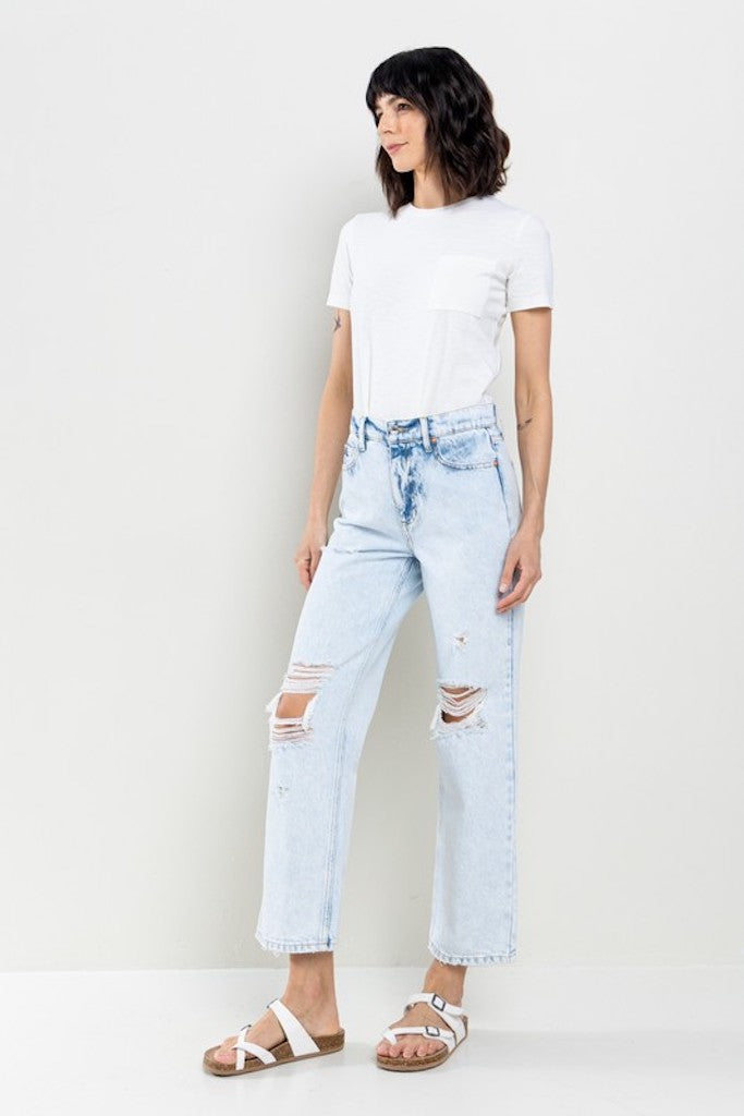 Come Through Straight Leg Jeans- Light Wash