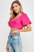 Meet Me Halfway Crop Top- Fuchsia