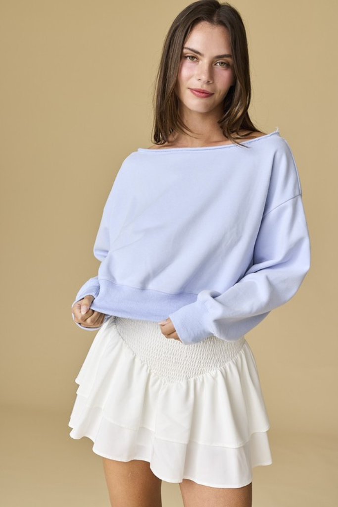 Total Bliss Cropped Sweatshirt - Baby Blue