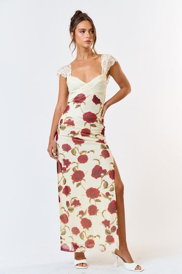 On A Journey Floral Maxi Dress - Cream