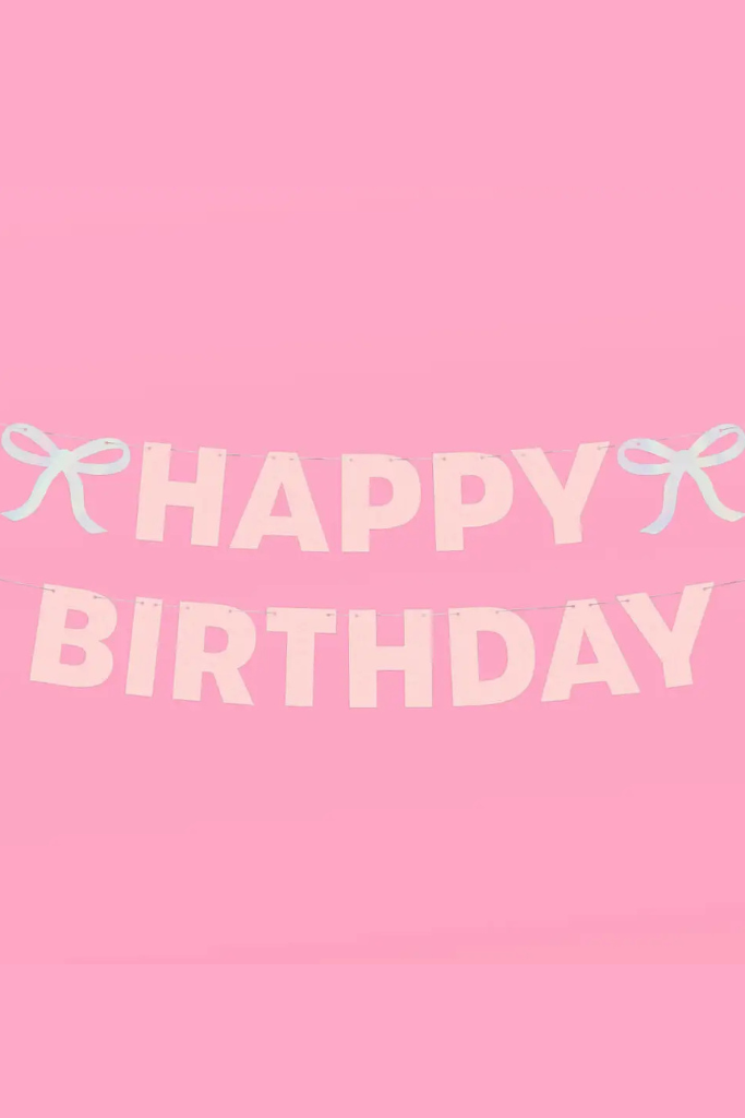 Birthday Bow Banner - Pink