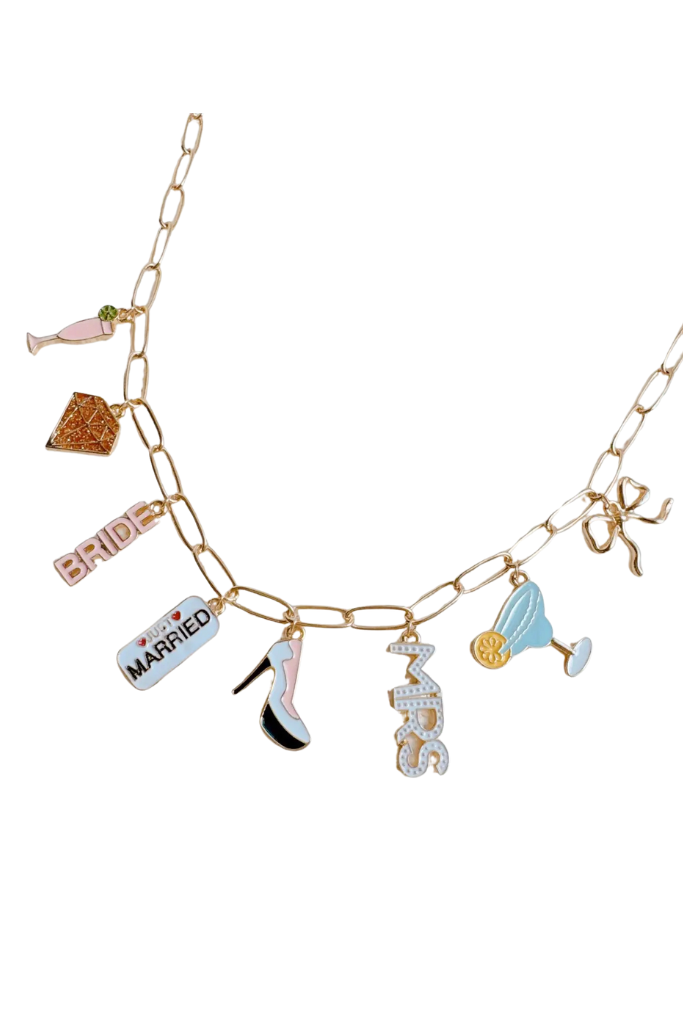 Mrs.Bride Bow Charm Necklace - Gold