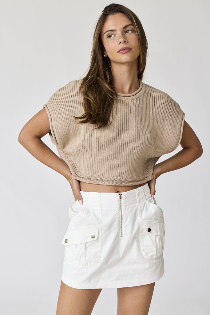 Fear Not Cropped Sweater - Taupe