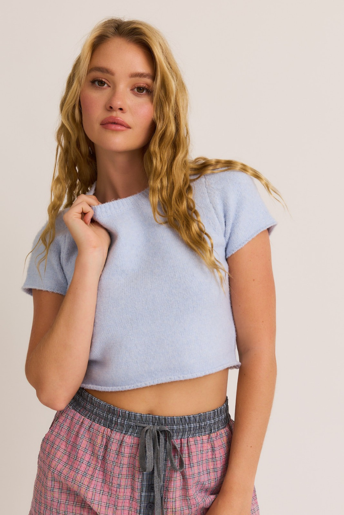 Girl Boss Cropped Sweater - Baby Blue