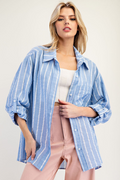 Mix It Up Button Down Top - Blue