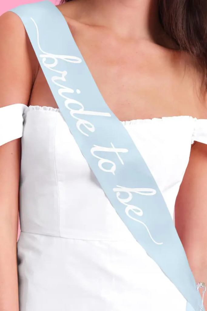 Something Blue Satin Sash - Blue