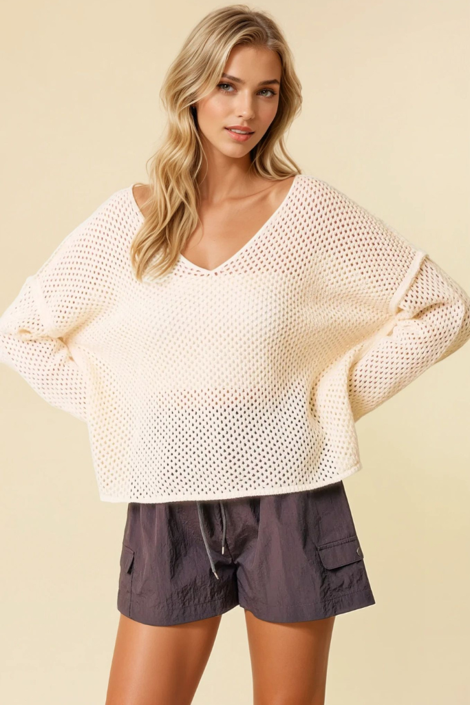 Bold Choice Open Knit Top - Ivory