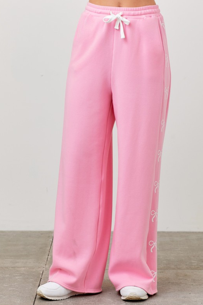 Very Demure Bow Sweatpants - Pink