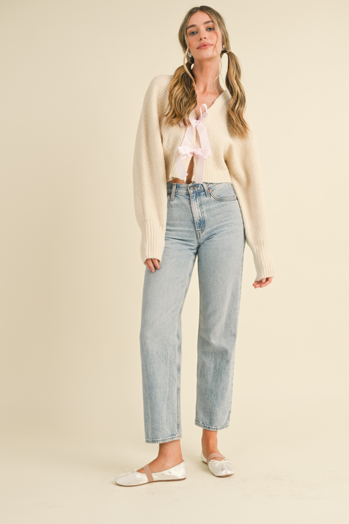 Have It All Cropped Bow Cardigan - Cream