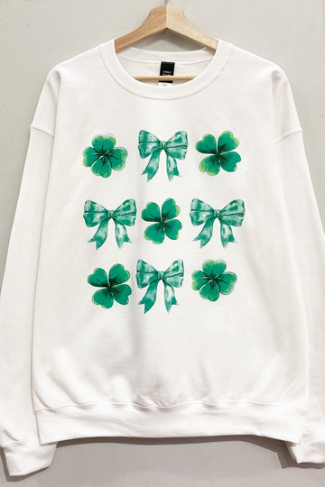 Lucky Bow Graphic Sweatshirt - White/Green