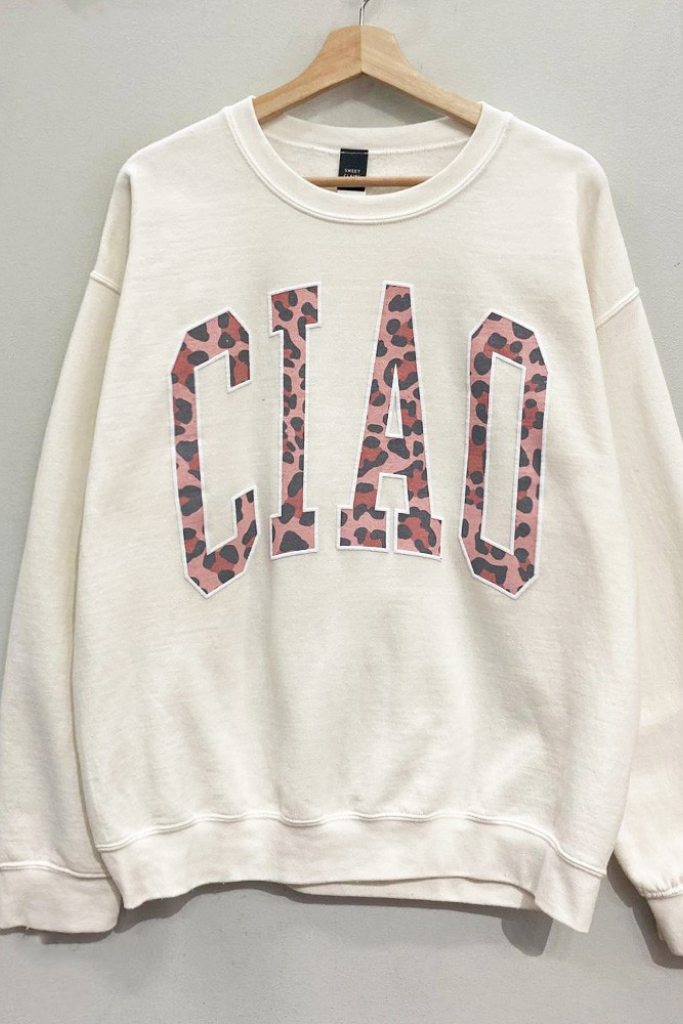 Leopard Ciao Sweatshirt - Cream