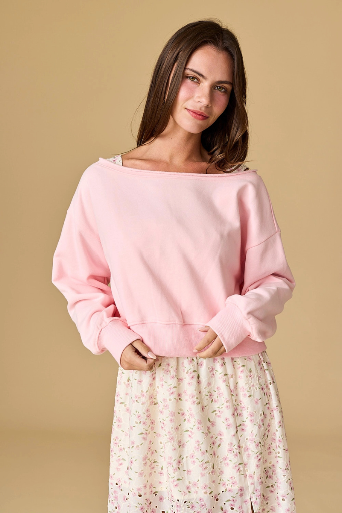 Total Bliss Cropped Sweatshirt - Pink