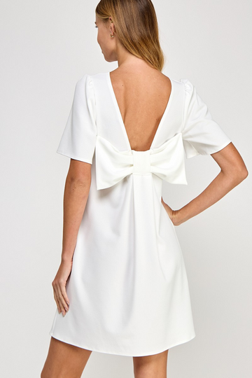 Chin High Bow Dress - Ivory