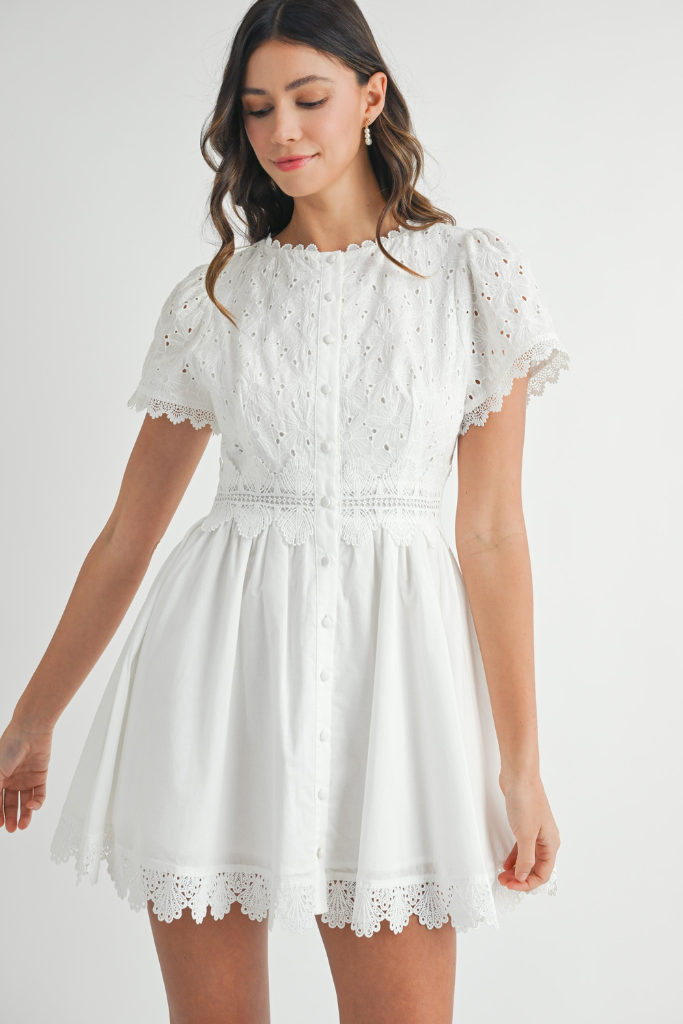 Confessions Eyelet Lace Dress - White