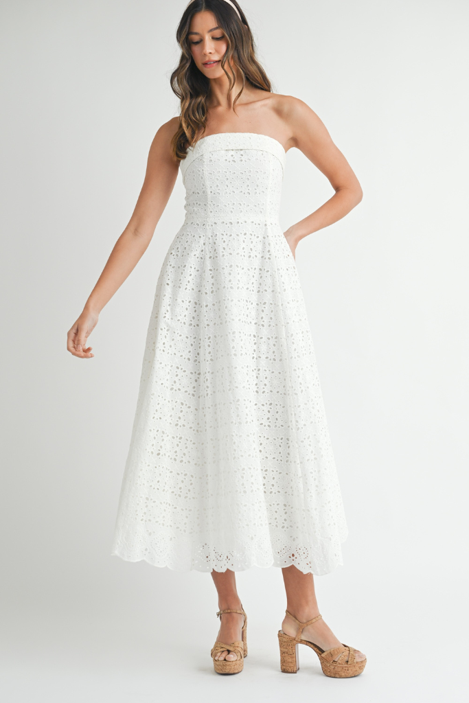 Tender Heart Midi Dress - White