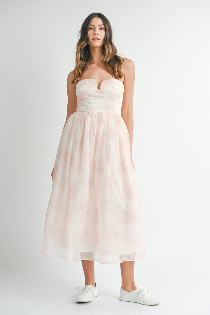 These Words Floral Midi Dress - Pink