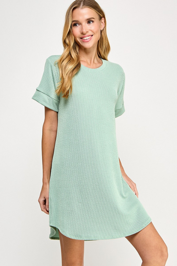 Simply Me Ribbed Dress - Sage