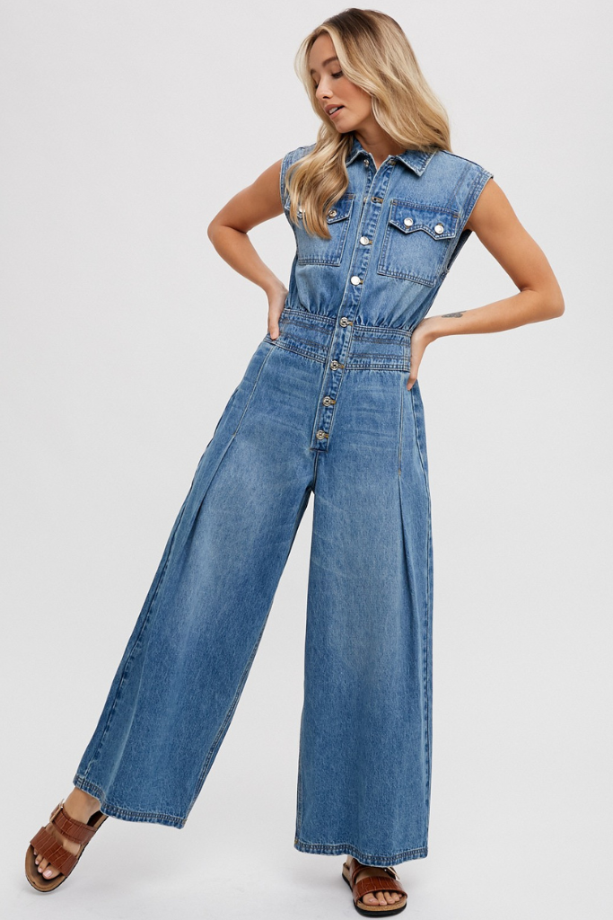 Wake Up Call Jumpsuit - Denim