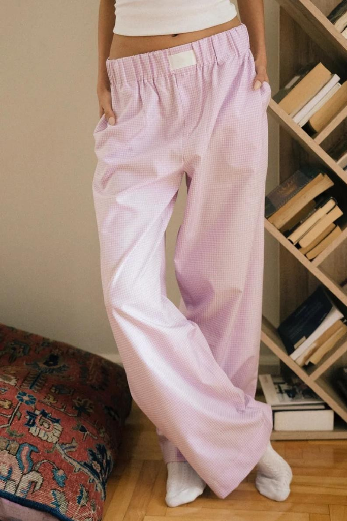 On The Rise Striped Wide Leg Pants - Pink