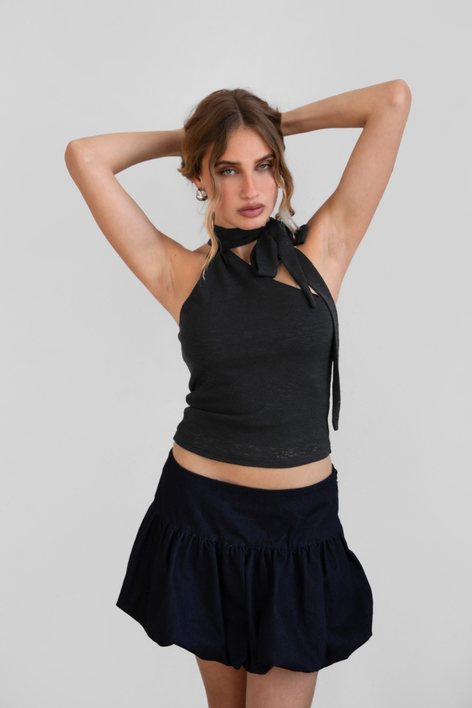 Donna Scarf Top - Black