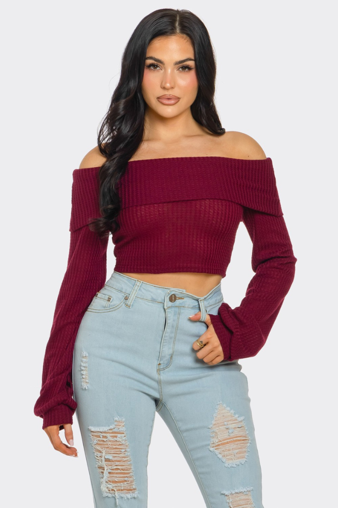 Full Story Crop Top - Burgundy