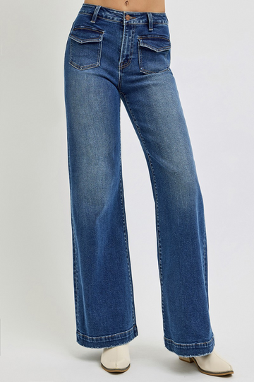 Landslide Wide Leg Jeans - Dark Wash