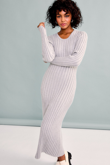 Night We Met Sweater Midi Dress - Heather Grey