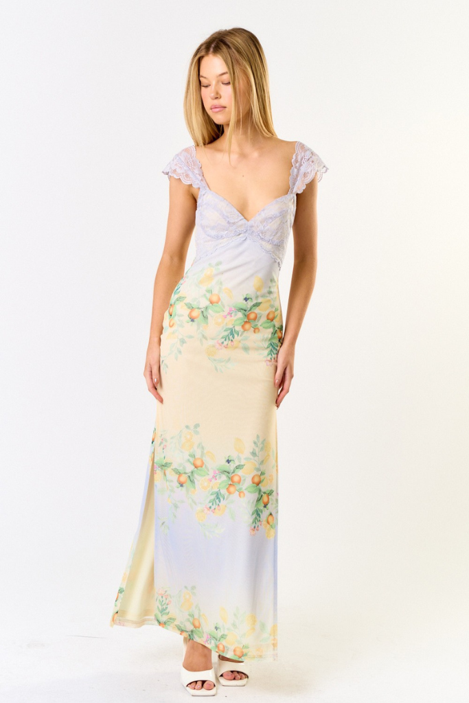 On A Journey Maxi Dress - Blue/Yellow