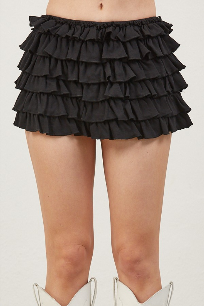 Almost Forever Ruffle Mini Skort - Black