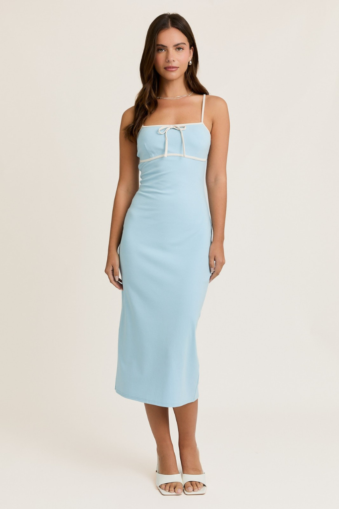 Dreamer Contrast Midi Dress - Blue/Ivory