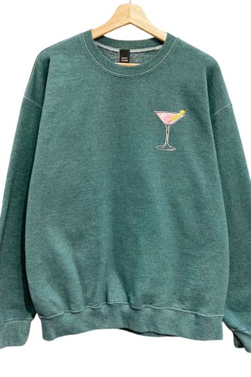 Cheers To That Martini Sweatshirt - Pine