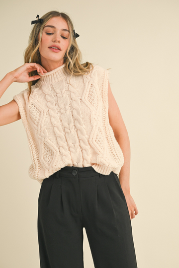 If You Love Cable Knit Sweater Vest - Cream