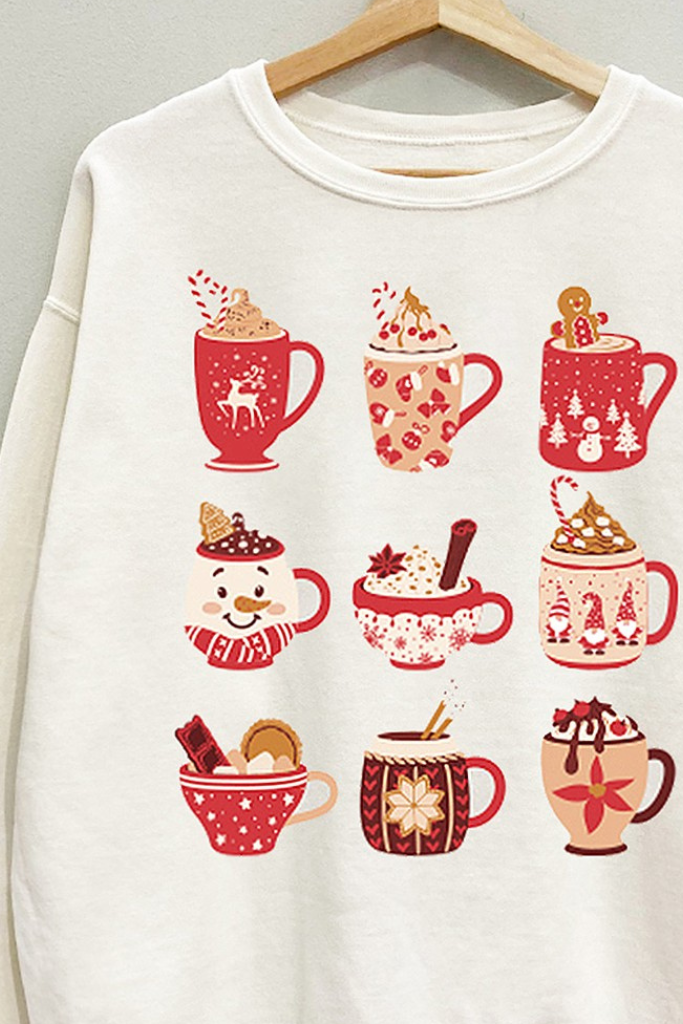 Sweet Drinks Holiday Sweatshirt - Cream