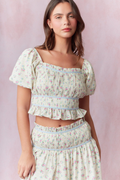 Collins Floral Crop Top - Yellow/Blue