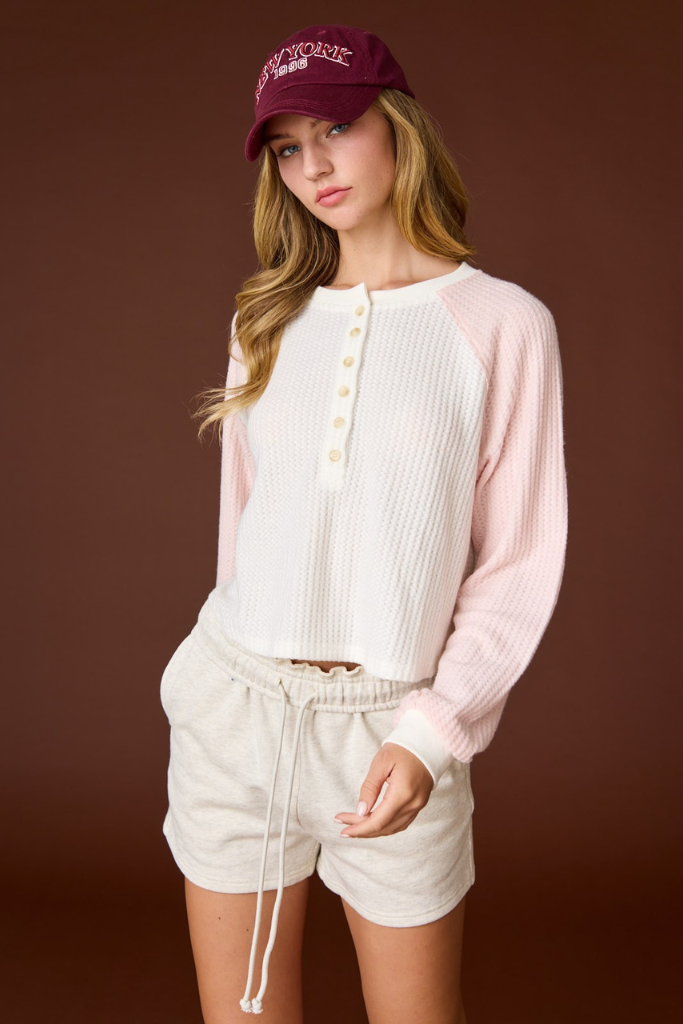 Kenza Henley Top - Pink