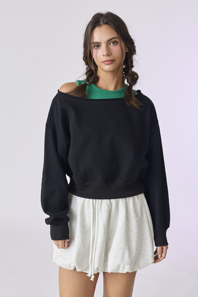 Total Bliss Cropped Sweatshirt - Black