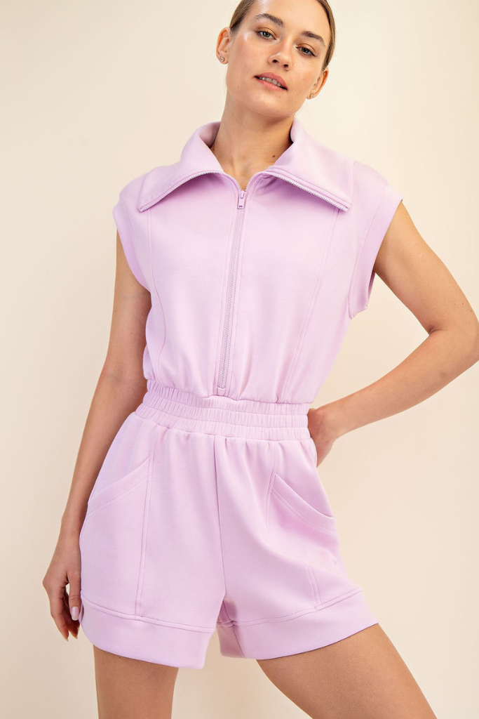 Hello World Romper - Lilac