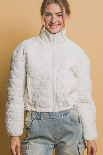 Mostly Amused Heart Quilt Jacket - Ivory