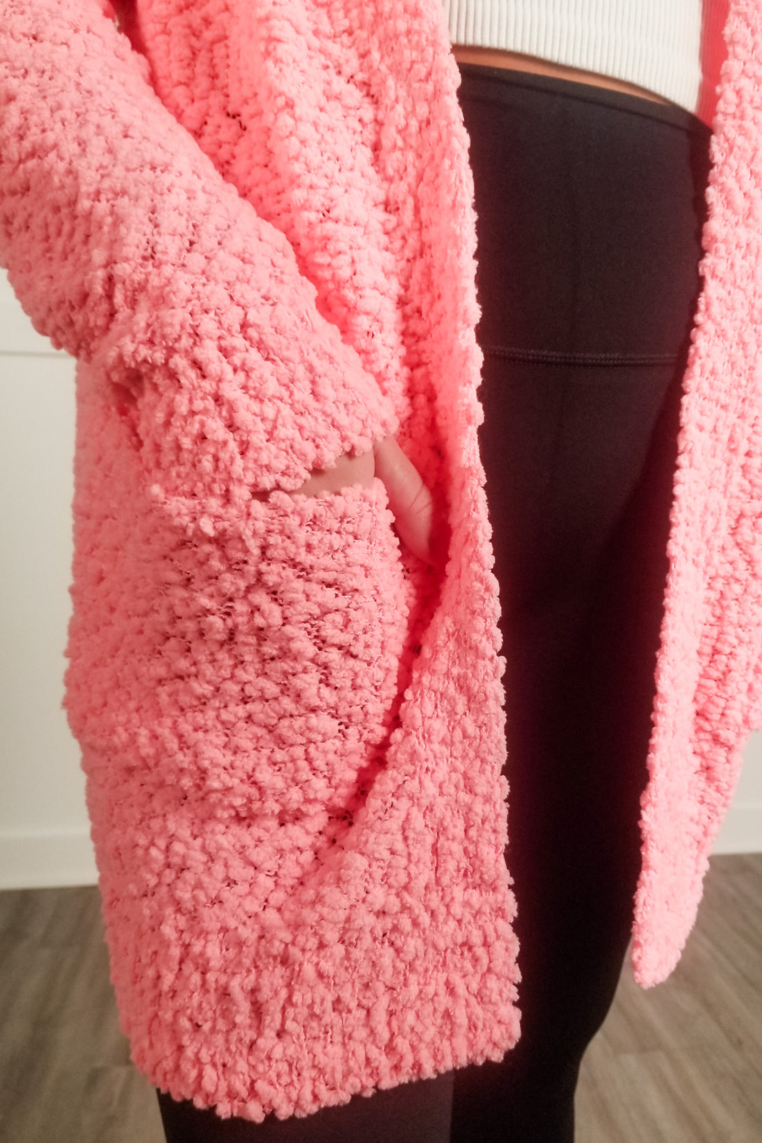 Over You Again Popcorn Cardigan - Pink