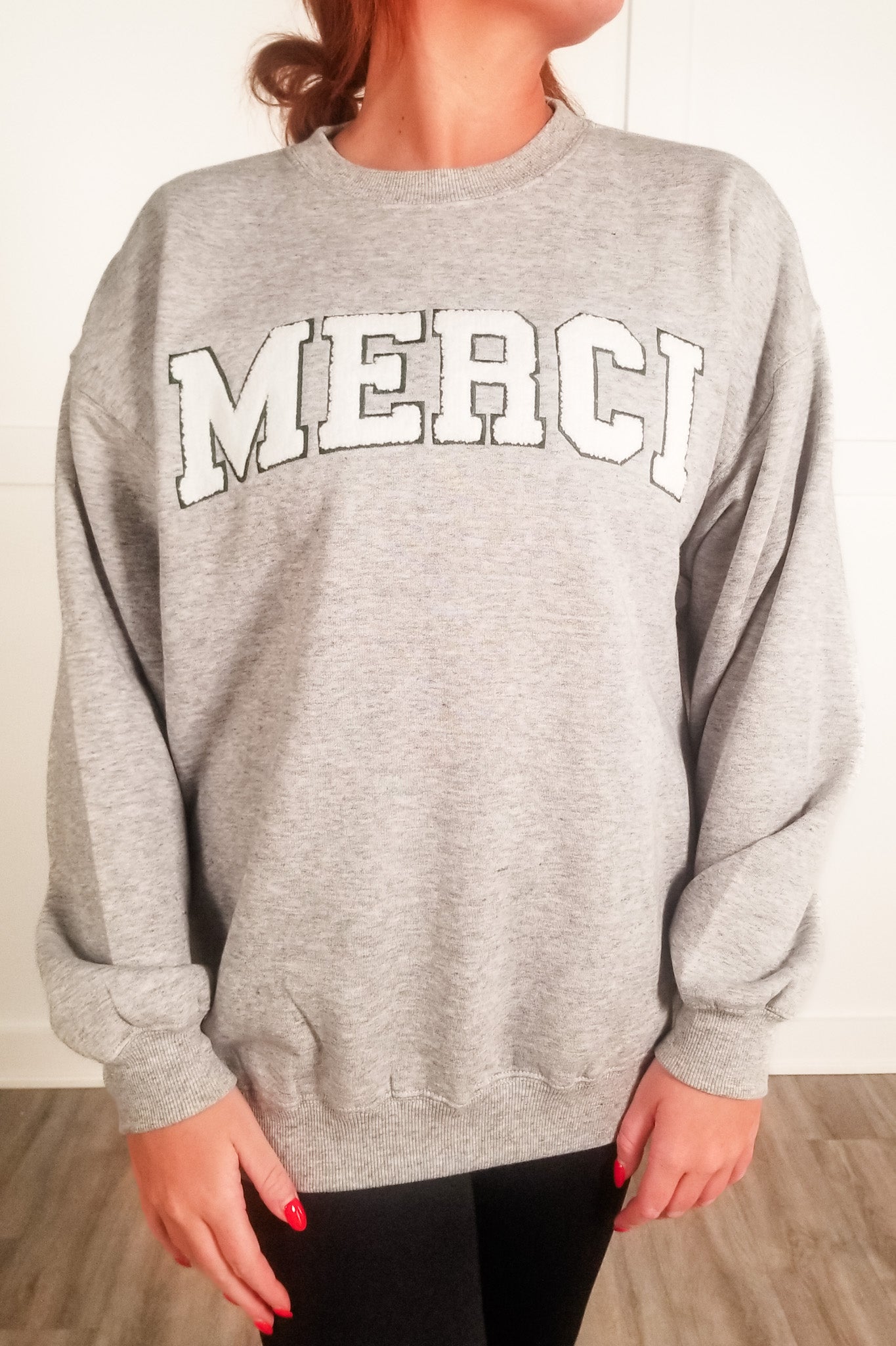 Merci Chenille Sweatshirt - Heather Grey