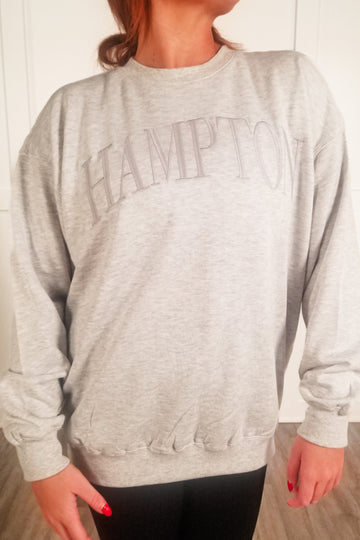 Hampton Embroidered Sweatshirt - Ice Grey