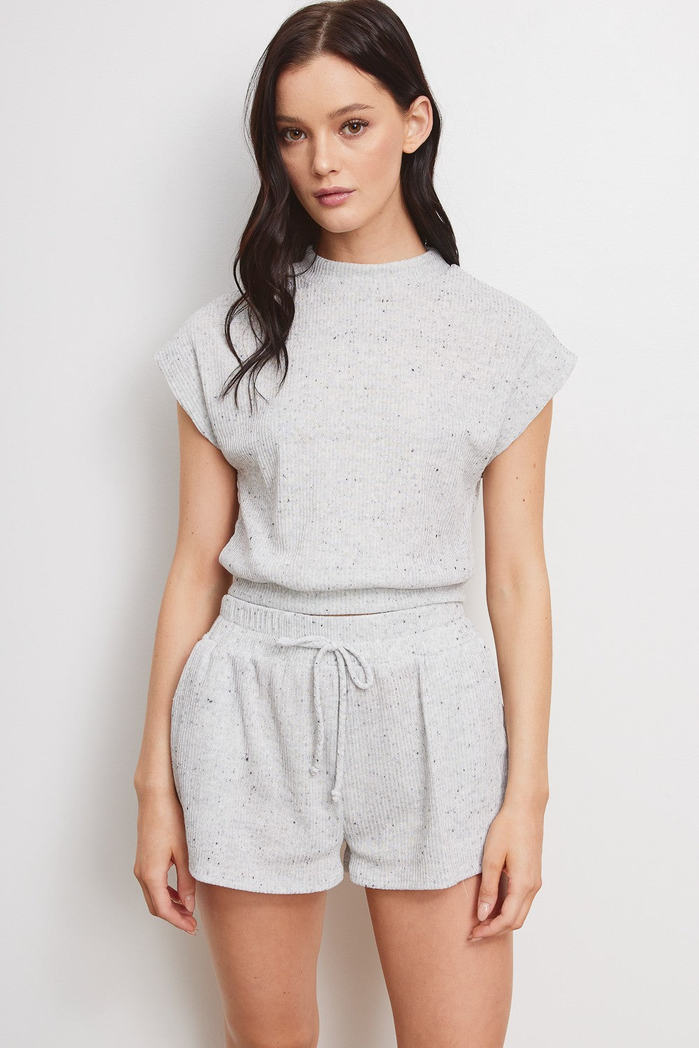 Lost In A Daze Ribbed Top - Heather Grey