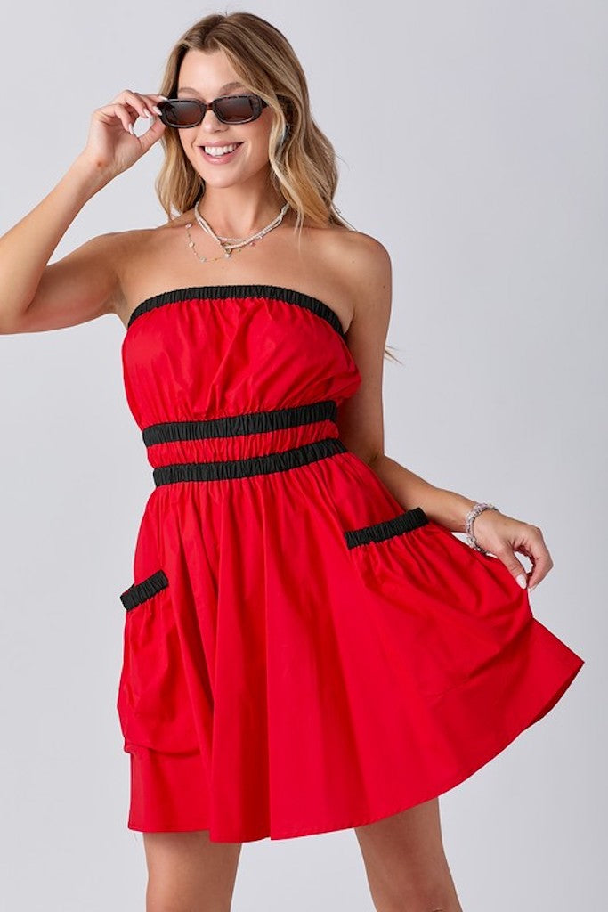 Downtown Meetup Dress- Red