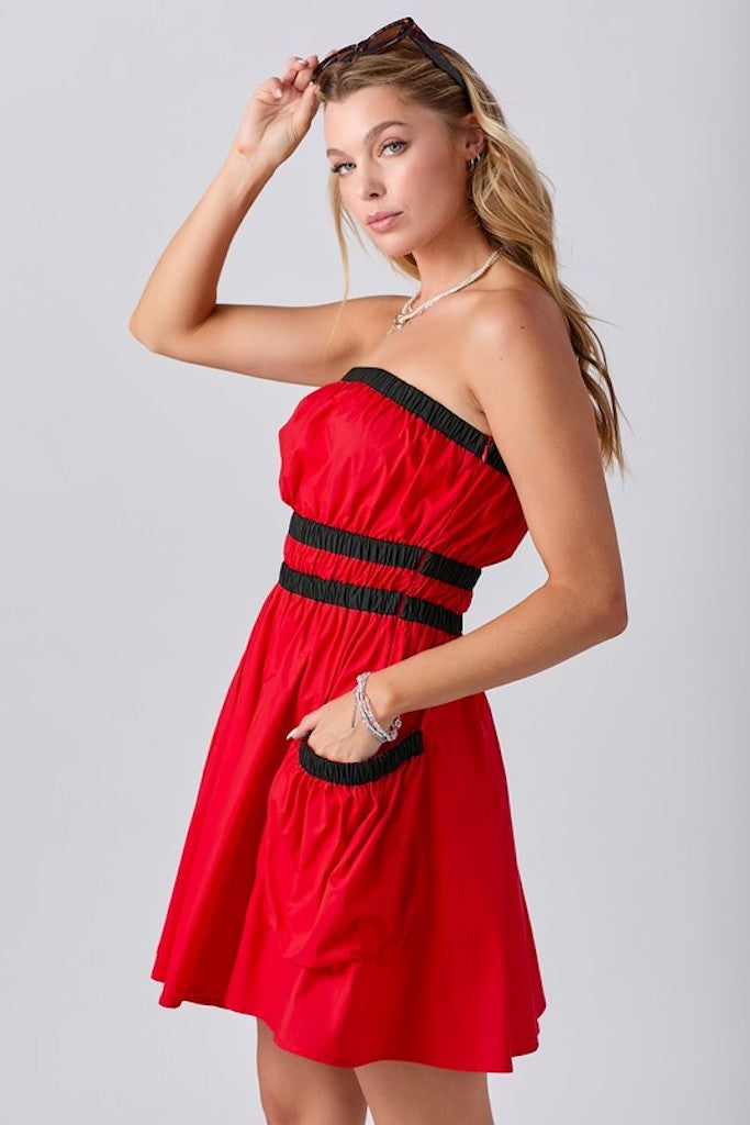 Downtown Meetup Dress- Red